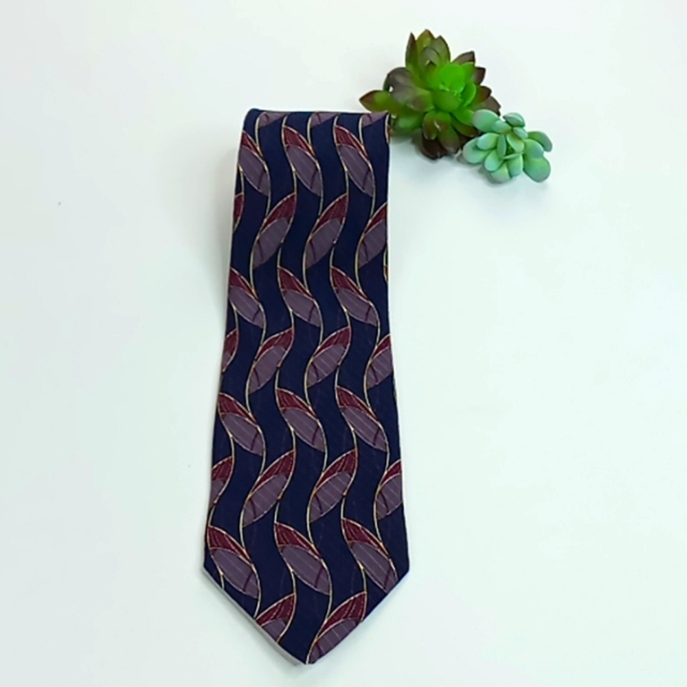 Valentino Cravatte 100% Silk Purple/Gold/Navy Made In Italy